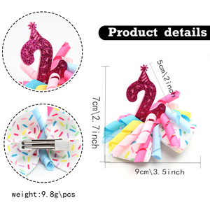Personnalisé joyeux anniversaire Korker arc anniversaire chapeau pinces à cheveux bébé 1/2/3/4/5/6 ans bandeau enfants cheveux arc accessoires - Product Image 3