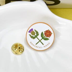 Broches de Esmalte Floral Personalizados y al por Mayor, Broches Metálicos Redondos y Rectangulares con Flores Bordadas, Insignias de Marca - Product Image 2