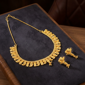 ขายส่งสร้อยคอทองชุบไมครอน 14K 18K 24K แบบสั้น, ชุดเครื่องประดับแบบดั้งเดิม, ชุดเครื่องประดับแฟชั่นทองไมโครทองเหลือง - Product Image 2