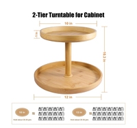 Cuisine 2 Niveaux Bambou Lazy Susan Organisateur Cabinet Plateau Tournant Rack De Rangement Table Fruits Snack Plateau De Service