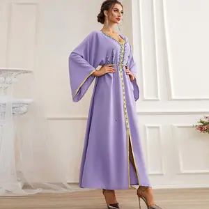 Ucuz Dubai Kaftan Malay kumaş Abaaya müslüman elbise fas Abaya kadın için