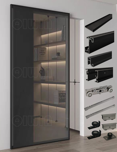 Kit <span class=keywords><strong>de</strong></span> Puerta Corredera <span class=keywords><strong>de</strong></span> Vidrio Simple sin Rieles con Marco <span class=keywords><strong>de</strong></span> <span class=keywords><strong>Aluminio</strong></span> Moderno QIWIN QW-601 con Amortiguador Hidráulico <span class=keywords><strong>de</strong></span> Cierre Suave <span class=keywords><strong>para</strong></span> Uso Interior - Product Image 4