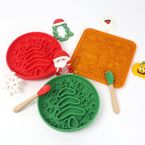OEM Holiday Pet Licking <b>Mat</b> Slow Feeder Silicone Dog Bowl Christmas Halloween Design Food Grade Pet Bowl Lick Pad - Product Image 1