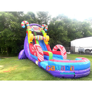 Toboggan aquatique gonflable Candy Land 17 pieds, toboggan aquatique gonflable pour la cour <span class=keywords><strong>avec</strong></span> <span class=keywords><strong>piscine</strong></span> à jets d'eau - Product Image 4