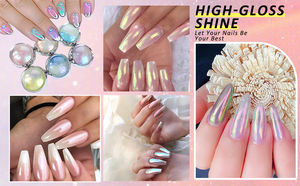 Sirena cromata 6 barattoli per unghie in polvere Aurora Glitter per unghie con effetto specchio metallico iridescente pigmento di polvere per Nail Art - Product Image 4