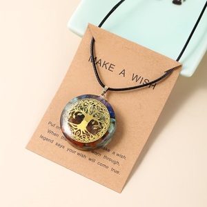Orgone naturel 7 Chakra arbre de vie pendentif rond collier femmes mixte cristal puce <span class=keywords><strong>pierre</strong></span> réglable énergie de guérison <span class=keywords><strong>bijoux</strong></span> - Product Image 6