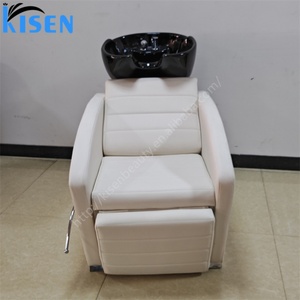 Chaise de lavage de cheveux confortable Kisen avec bac en céramique réglable pour salon de coiffure et équipement de salon de beauté - Product Image 4