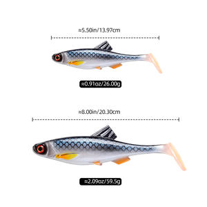 Appâts souples artificiels multicolores pour la pêche au <span class=keywords><strong>brochet</strong></span> Yeux 3D <span class=keywords><strong>Leurre</strong></span> <span class=keywords><strong>souple</strong></span> en silicone à queue de pagaie de grande taille 14cm/26g 20cm/60g Leurres souples à queue en T - Product Image 2