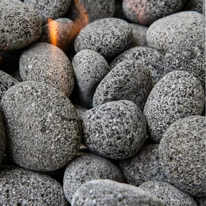 Piedras de <span class=keywords><strong>lava</strong></span> negra rodadas y pulidas para brasero - Product Image 3