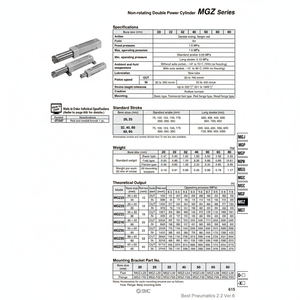 Pièces pneumatiques MGZ32-50 de cylindre de puissance double non rotatif SMC Pneumatics - Product Image 1