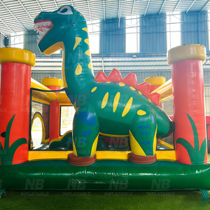 Château gonflable dinosaure de qualité commerciale avec toboggan, en PVC, pour location de fêtes d'enfants, avec souffleur - Product Image 3