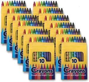 10-Packs In A Box Wholesale Bright Wax Coloring In Bulk Bundle Art Set Crayons
