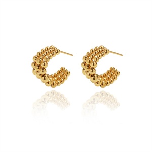 Fashion Fine Jewelry 18k Hoop Earring Stainless Steel Cuff Beads Earring - Product Image 2