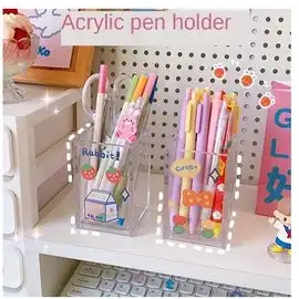 Benutzer definierte niedliche transparente Briefpapier Make-up Pinsel Aufbewahrung sbox Acryl Stift halter für Schreibtisch