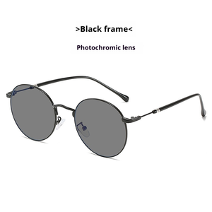<span class=keywords><strong>Lunettes</strong></span> Minimalistes pour Femmes Ultra-Légères Cadre Métallique Rond à Monture Complète Rétro Blocage de la Lumière Bleue Photochromiques - Product Image 5
