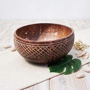 Mini tazón de coco orgánico para niños, libre de toxinas, contenedor saludable para refrigerios, combo de cubiertos de madera ecológicos, Vietnam OEM - Product Image 1