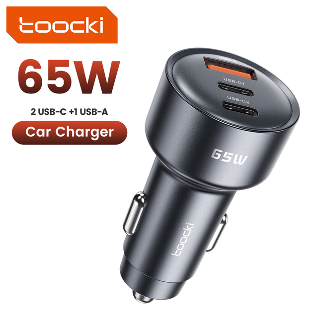 Top Quality PD 65W 2Type c +1 USB C PD Port Portable 12V Multi USB Car Charger for Smartphone in Vehicle Cigarette Socket