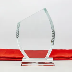 PuJiang billig Großhandel K9 Kristall Award 3D Laser gravur oder UV-Druck quadratische Kristall Trophäe Glas Plakette Kristall Award