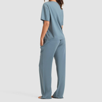 Ensemble de pyjama en coton de bambou pour femmes, été/printemps, tricoté, vêtements de nuit confortables, t-shirt à manches courtes et pantalon