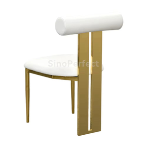 Chaises de banquet Sino Perfect, dossier ovale, acier inoxydable blanc, chaises de mariage, chaises dorées pour événements - Product Image 1