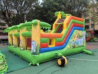 Château Gonflable Commercial Thème Jungle Singe pour Enfants avec Toboggan et Structure de Jeu Gonflable Amusante