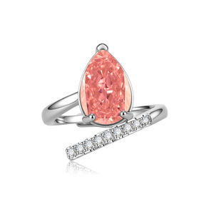 Best-selling-jewellery Copper 8*12mm Pear Cut Colorful Cubic Zirconia Modern <b>Adjustable</b> <b>Rings</b> For Daily Wear Women - Product Image 5