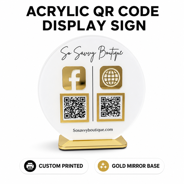 Factory Wholesale Custom Size Transparent Desktop Acrylic QR Code Payment Sign Stand Nail Salon Social Media Logo Display Stand