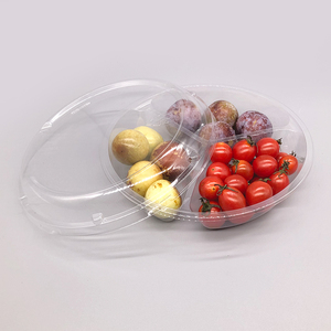 Vassoio per frutta monouso rotondo in plastica per alimenti a 3 scomparti con coperchio - Product Image 4