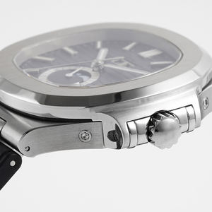 Montre de luxe automatique à calendrier perpétuel multifonction avec phases de lune, boîtier en acier et cadran gaufré horizontal - Product Image 4