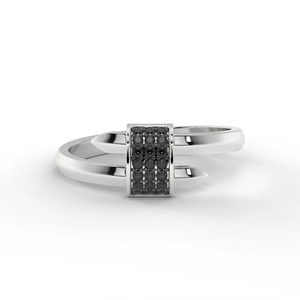 Bague Danta Gems Pivot Band contemporaine à double structure en argent sterling plaqué or blanc 18 carats avec accent de diamant de laboratoire créé - Product Image 3