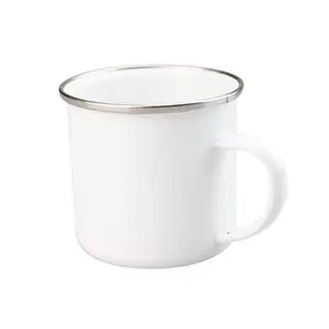 10oz drinking Blank coated Camping tin coffee cups heat press enamelled sublimation mug for DIY printing