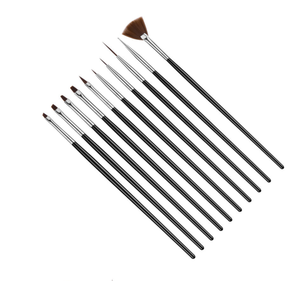 Lot de 10 pinceaux à manche en plastique noir pour nail art, gel, acrylique, lignes fines, pour la conception de manucure - Product Image 4