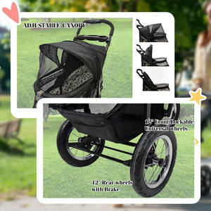Poussette pliable pour chien/chat JXB Walks Relax Outdoor Travel en tissu Oxford respirant à 3 roues - Product Image 3