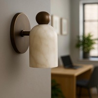 Applique murale LED moderne minimaliste en cuivre et albâtre naturel, lampe de chevet pour chambre d'hôtel, salon, couloir, décoration