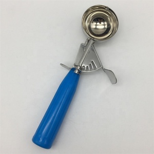 Cấp Thực Phẩm Thép Không Gỉ Sáng Bóng Gương Đánh Bóng Muỗng Muỗng Kem Với Tay Cầm Bằng Nhựa Đầy Màu Sắc - Product Image 3