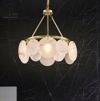 Luminaire de salle à manger et de chambre postmoderne, lampe suspendue en laiton et marbre, éclairage de plafond nordique, lustre pour salon