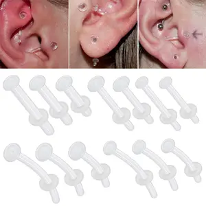 14G 16G 18G Claro Flexible Bioplast Retenedor Ombligo Vientre Anillo Ceja Lengua Pezón Barbell Nariz Labio Labret Stud