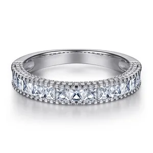 Perhiasan eksklusif grosir cincin perak pengaturan besar di CZ batu cincin perak