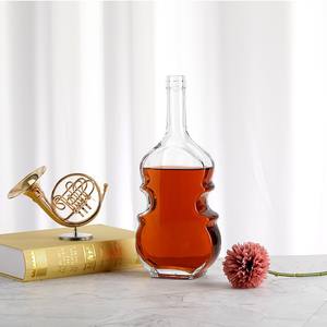 Botella <span class=keywords><strong>de</strong></span> Vidrio para Bebidas con Tapa <span class=keywords><strong>de</strong></span> Rosca, Botella Sellada en Forma <span class=keywords><strong>de</strong></span> Violín para <span class=keywords><strong>Whisky</strong></span> y Licores Extranjeros, Botella Redonda <span class=keywords><strong>de</strong></span> Vidrio - Product Image 2