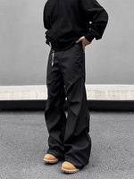 Kisko Herren Black Scimitar Denim Pants Plissee Fallschirm jäger im amerikanischen Stil Cargo Casual Mid Waist für den Herbst