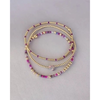 Pulseras elásticas apilables de cuentas de colores, joyería bohemia con cuentas para mujer, estilo delicado para verano y playa