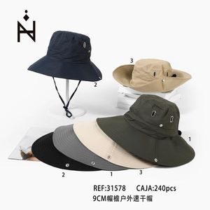 Cappello da pescatore ad asciugatura rapida per esterni, con tesa larga 9 cm, protezione solare, ideale per escursioni, pesca e campeggio - Product Image 3