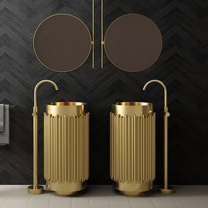 Lavabo a <span class=keywords><strong>Colonna</strong></span> Cilindrico Alto e Basso Personalizzato in Acciaio Inossidabile per Esterni e Cortili - Product Image 3