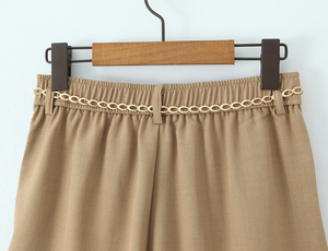 <strong>Khaki</strong> Color Zipper Fly Sashes Pleated Casual Fashion Summer <strong>Shorts</strong> for <strong>Women</strong> - Product Image 6