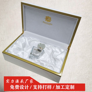 Boîte cadeau en bois sur mesure 28x16.7x8cm, estampage à chaud or et argent pour emballage de parfums, bijoux et thé - Product Image 5