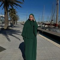 Vêtements islamiques de mode musulmane personnalisés, abaya avec ensemble khimar, tissu jersey de qualité supérieure, hijab long élastique, khimar