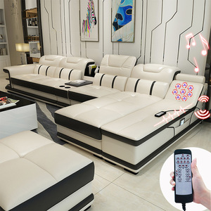 Ghế Sofa Da Thật Phong Cách Châu Âu Hiện Đại Cỡ Lớn 1 + 2 + 3 Bộ Sofa Góc Hình Chữ U - Product Image 6