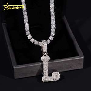 Nouvelle lettre initiale <span class=keywords><strong>L</strong></span> Moissanite <span class=keywords><strong>pendentif</strong></span> en argent Sterling 925 Hip Hop bijoux personnalisé hommes glacé nom Moissanite <span class=keywords><strong>pendentif</strong></span> - Product Image 3