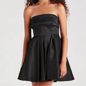 wholesale high quality elegant black off shoulder mini evening night a line cocktail elegant dress