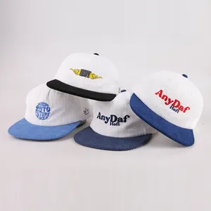 Bonés snapback de veludo cotelê personalizados não estruturados com logotipo bordado de alta qualidade com seu próprio logotipo